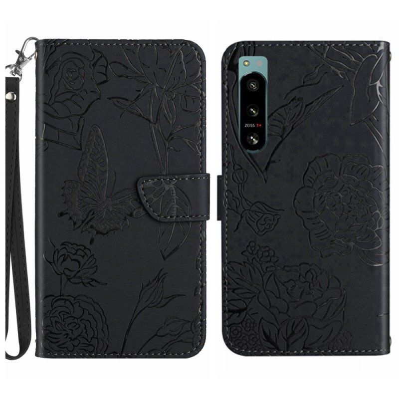 Etui Folio do Sony Xperia 5 IV Motyle Z Smyczą