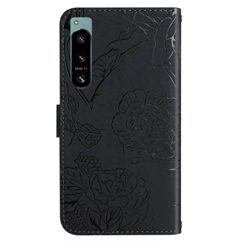 Etui Folio do Sony Xperia 5 IV Motyle Z Smyczą