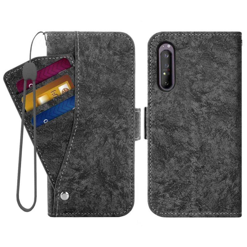 Etui Folio do Sony Xperia 5 IV Obrotowy Uchwyt Na Karty W Stylu Vintage