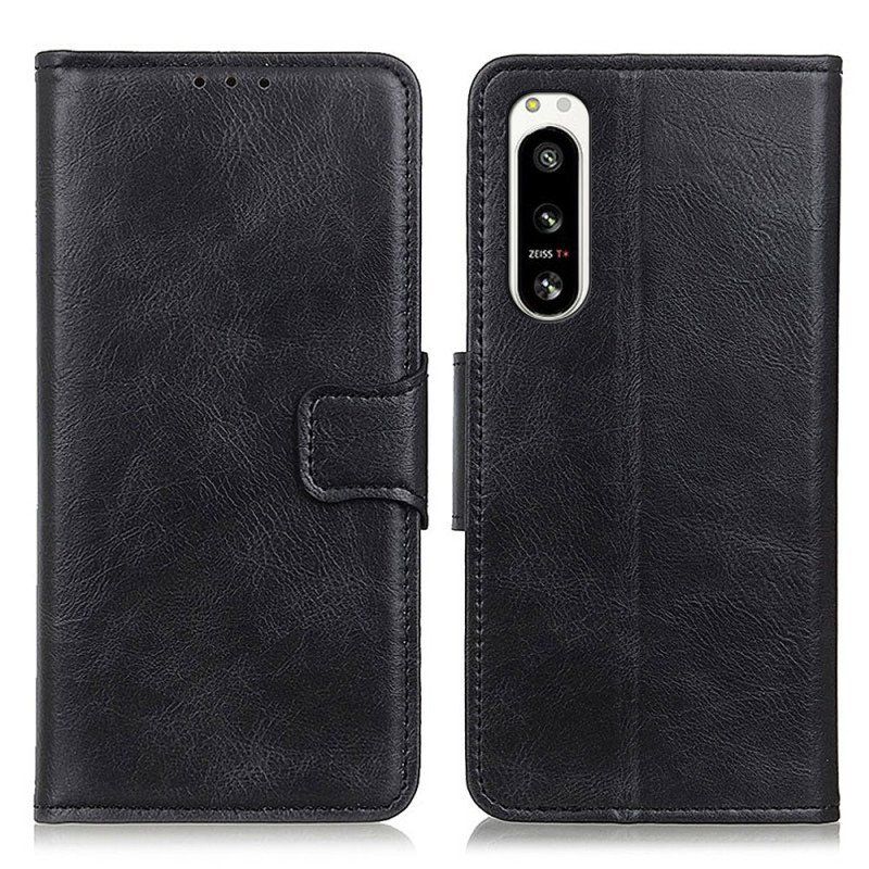 Etui Folio do Sony Xperia 5 IV Stylowe Skórzane Zapięcie Dwustronne