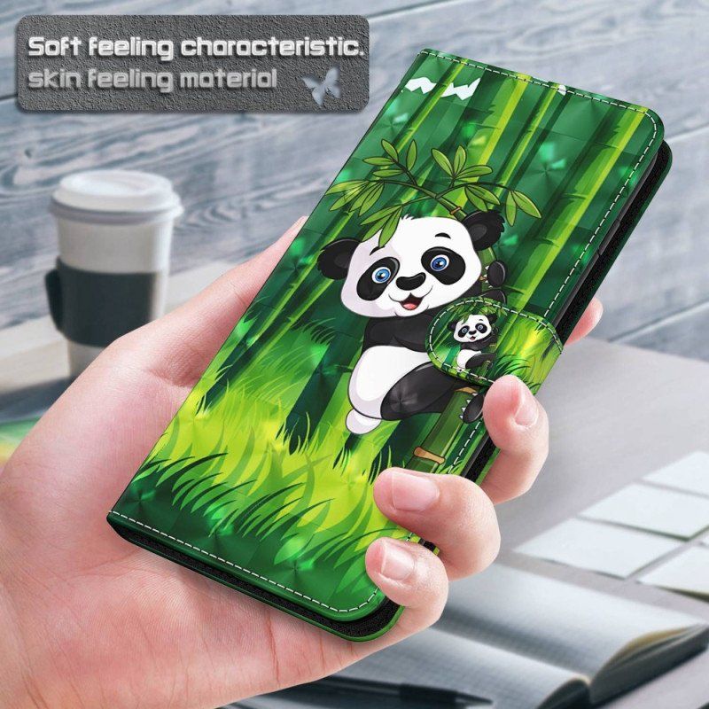 Etui Folio do Sony Xperia 5 IV z Łańcuch Bambusowa Panda Ze Smyczą