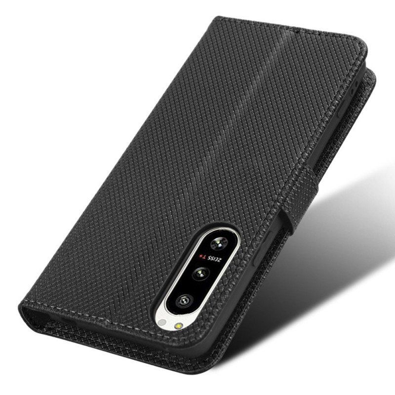 Etui Folio do Sony Xperia 5 IV z Łańcuch Pasek Ze Sztucznej Skóry