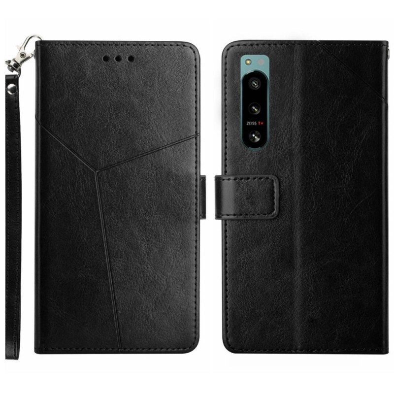 Etui Folio do Sony Xperia 5 IV z Łańcuch Wzór W Paski Y