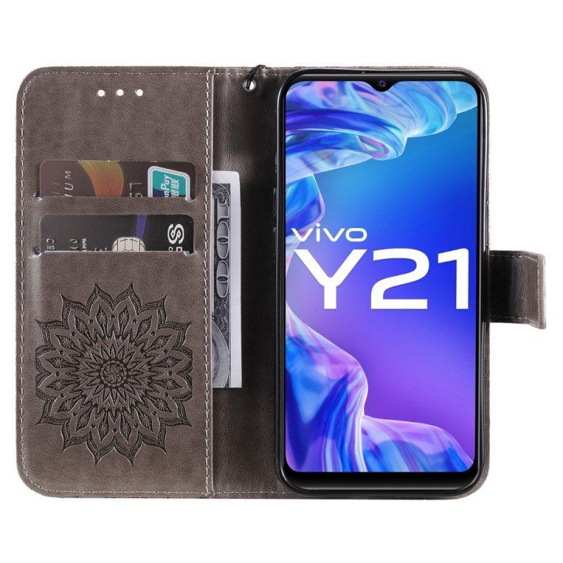 Etui Folio do Vivo Y21s z Łańcuch Stringi Słońce