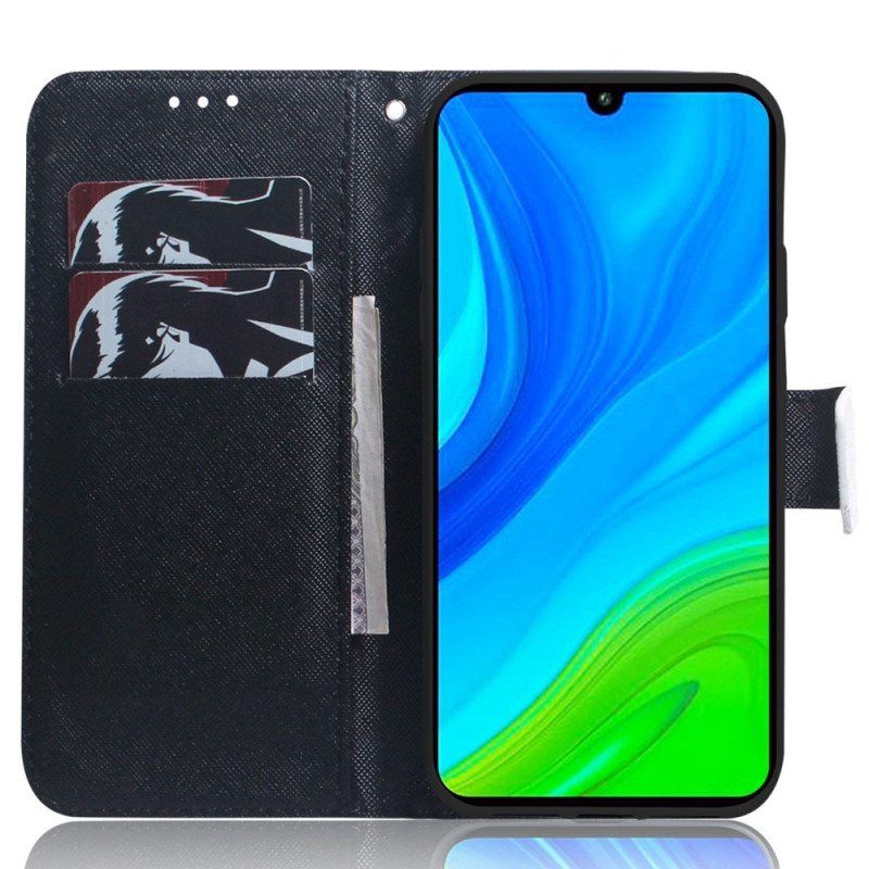 Etui Folio do Xiaomi 12 / 12X z Łańcuch Czarny Kot Biały Kot Z Paskiem