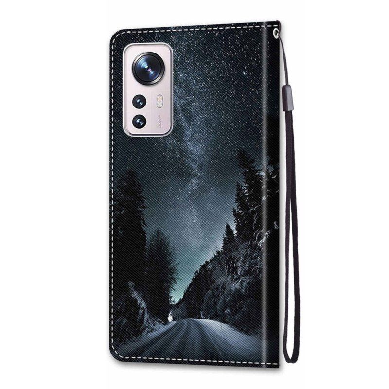 Etui Folio do Xiaomi 12 / 12X z Łańcuch Pasiaste Niebo