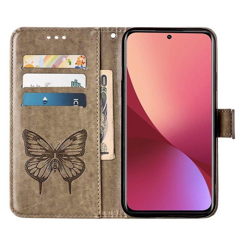 Etui Folio do Xiaomi 12 Lite Projekt Motyla Ze Smyczą