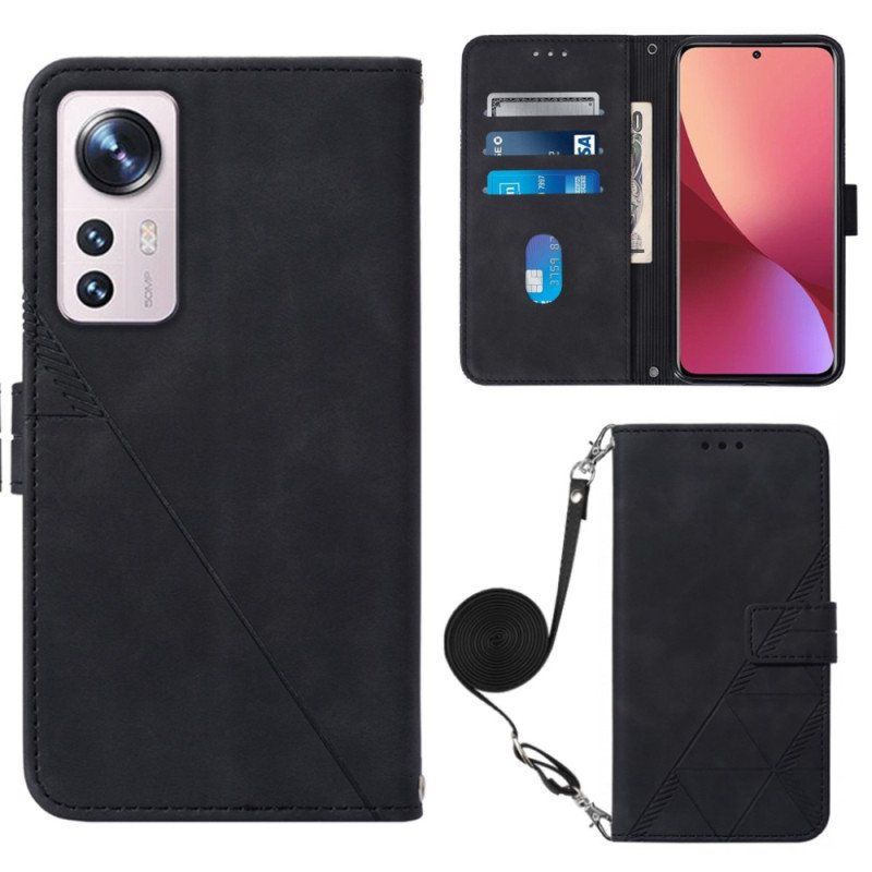 Etui Folio do Xiaomi 12 Lite Trójkąty Z Paskiem Na Ramię