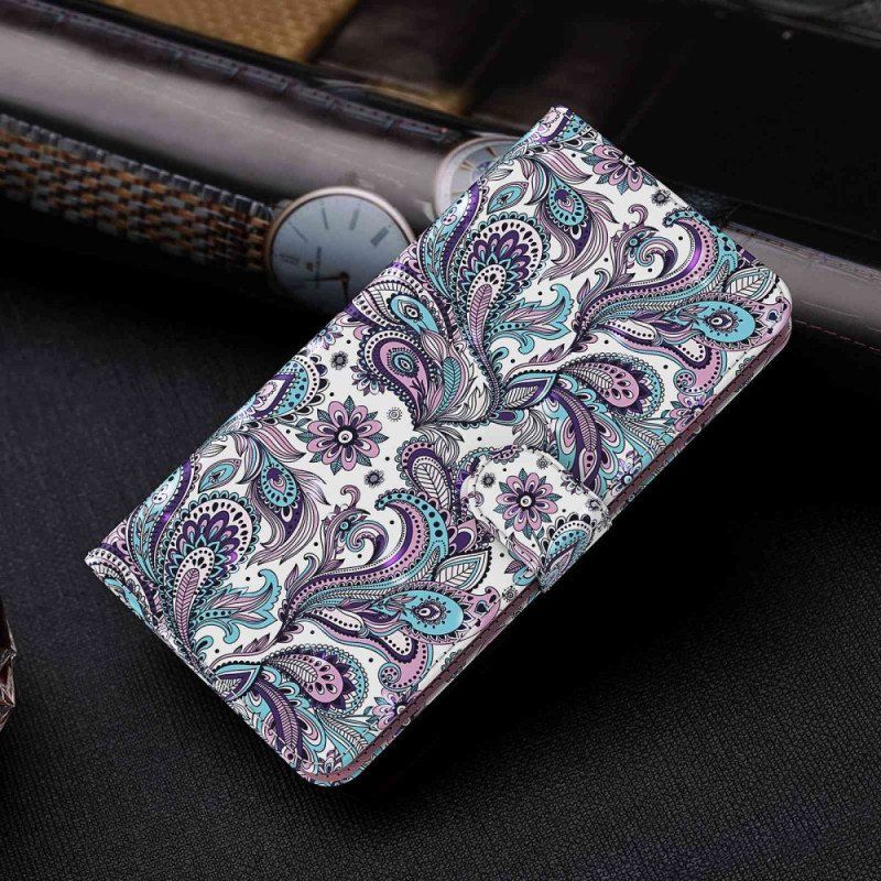 Etui Folio do Xiaomi 12 Lite z Łańcuch Pasiasty Wzór Paisley