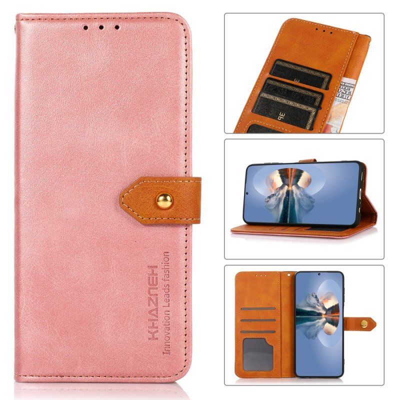 Etui Folio do Xiaomi 12 Pro Dwukolorowe Złote Zapięcie Khazneh