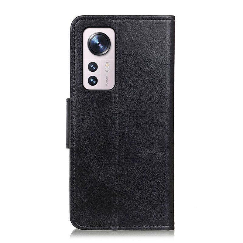 Etui Folio do Xiaomi 12 Pro Dwustronne Zapięcie Z Efektem Skóry