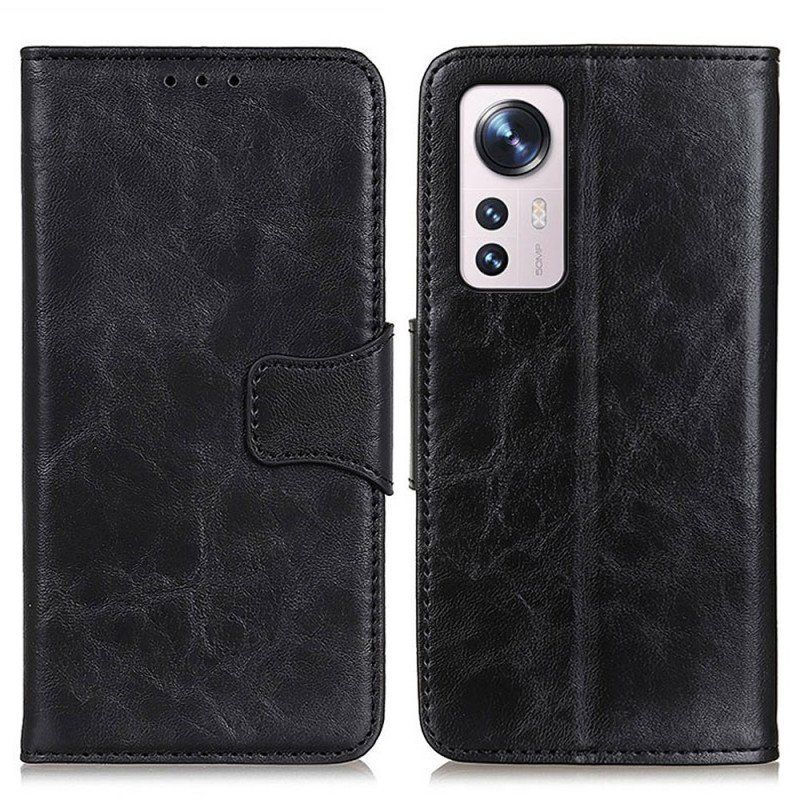 Etui Folio do Xiaomi 12 Pro Dwustronne Zapięcie Ze Skóry Dwoinowej