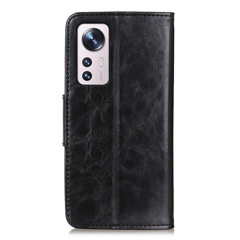 Etui Folio do Xiaomi 12 Pro Dwustronne Zapięcie Ze Skóry Dwoinowej