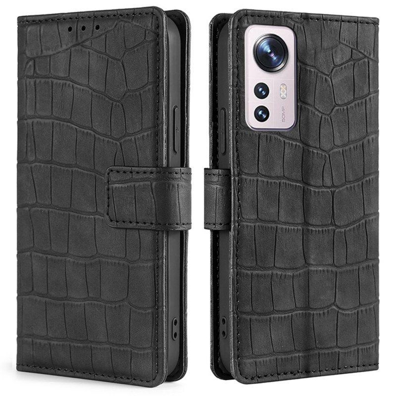 Etui Folio do Xiaomi 12 Pro Krokodyl Dotykający Skóry