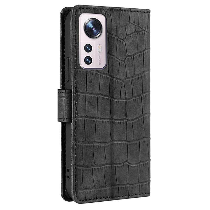 Etui Folio do Xiaomi 12 Pro Krokodyl Dotykający Skóry