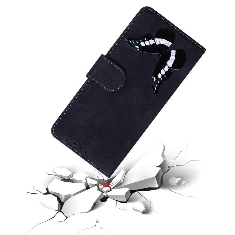 Etui Folio do Xiaomi 12 Pro Motyl Dotykający Skóry