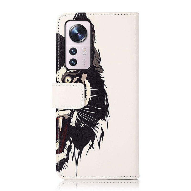 Etui Folio do Xiaomi 12 Pro Zaciekły Tygrys