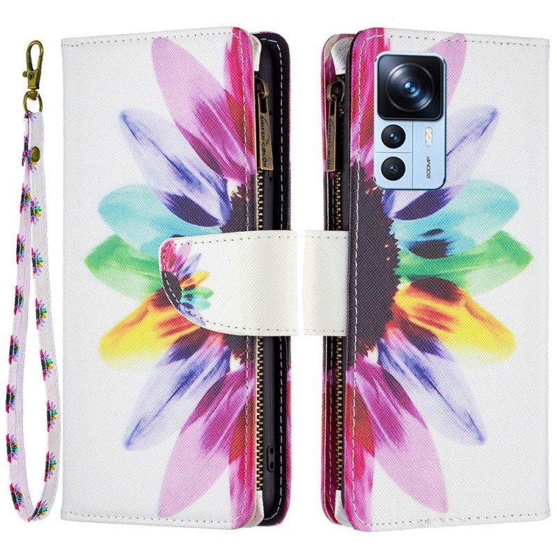 Etui Folio do Xiaomi 12T / 12T Pro Kieszonka Zapinana Na Zamek W Kwiaty