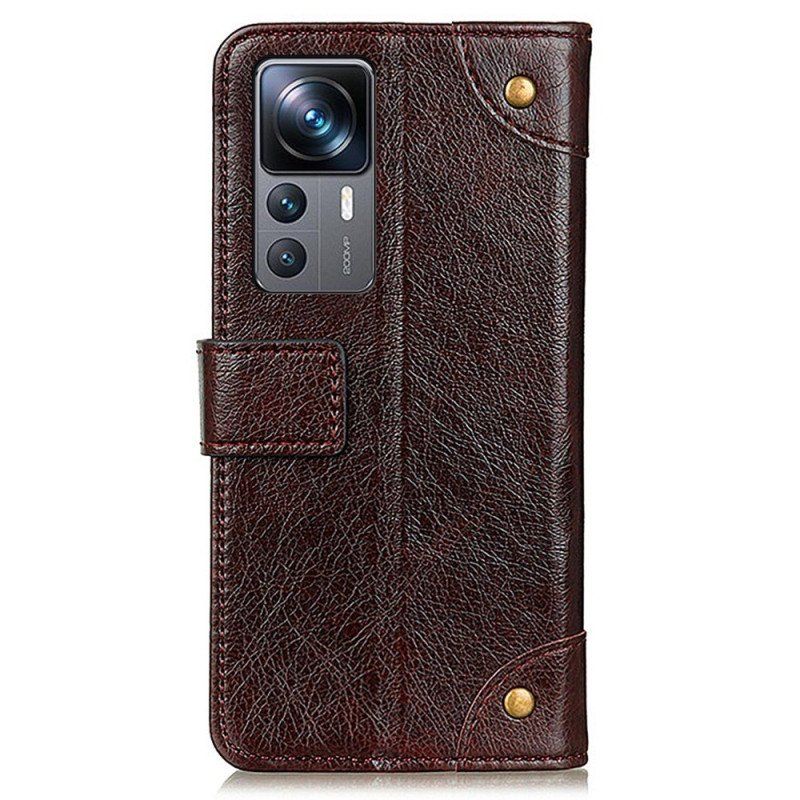 Etui Folio do Xiaomi 12T / 12T Pro Nity W Stylu Vintage Ze Skóry Nappa