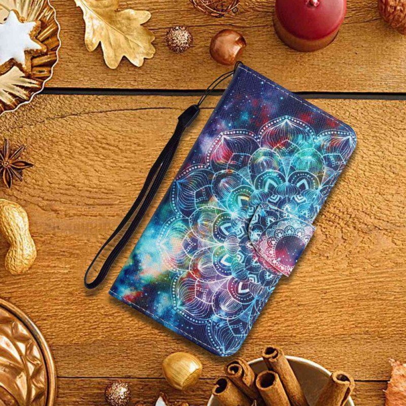 Etui Folio do Xiaomi 12T / 12T Pro z Łańcuch Błyskotliwa Mandala Z Paskami