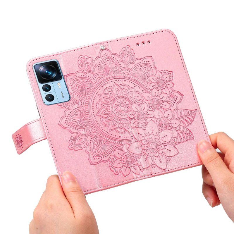 Etui Folio do Xiaomi 12T / 12T Pro z Łańcuch Paskowata Mandala