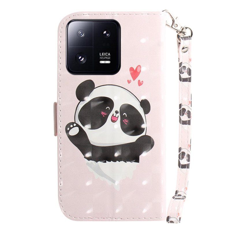 Etui Folio do Xiaomi 13 Pro z Łańcuch Panda Love Ze Smyczą