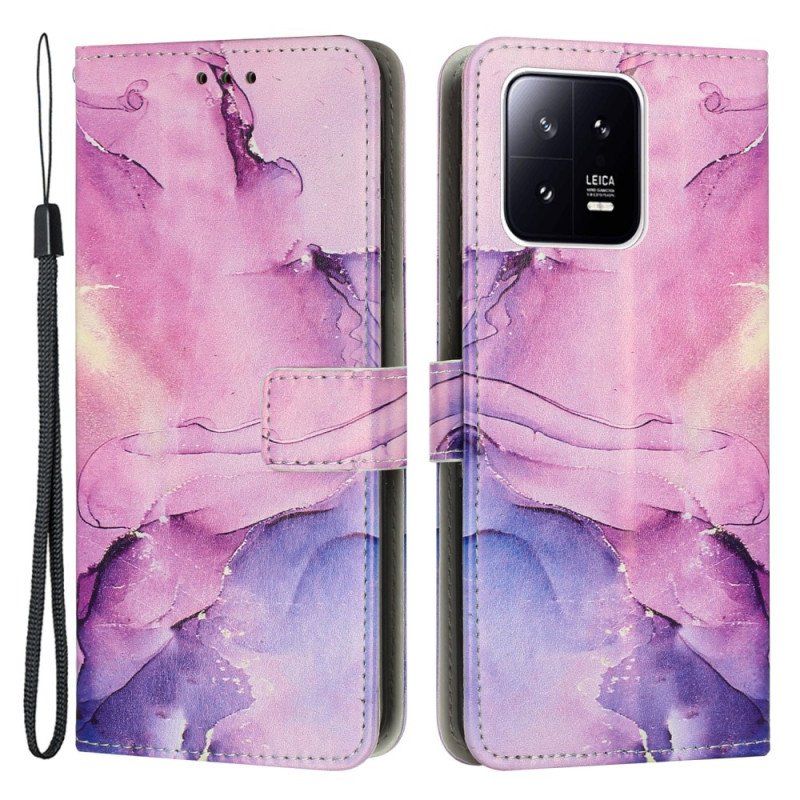 Etui Folio do Xiaomi 13 Pro z Łańcuch Pasek Marmuru