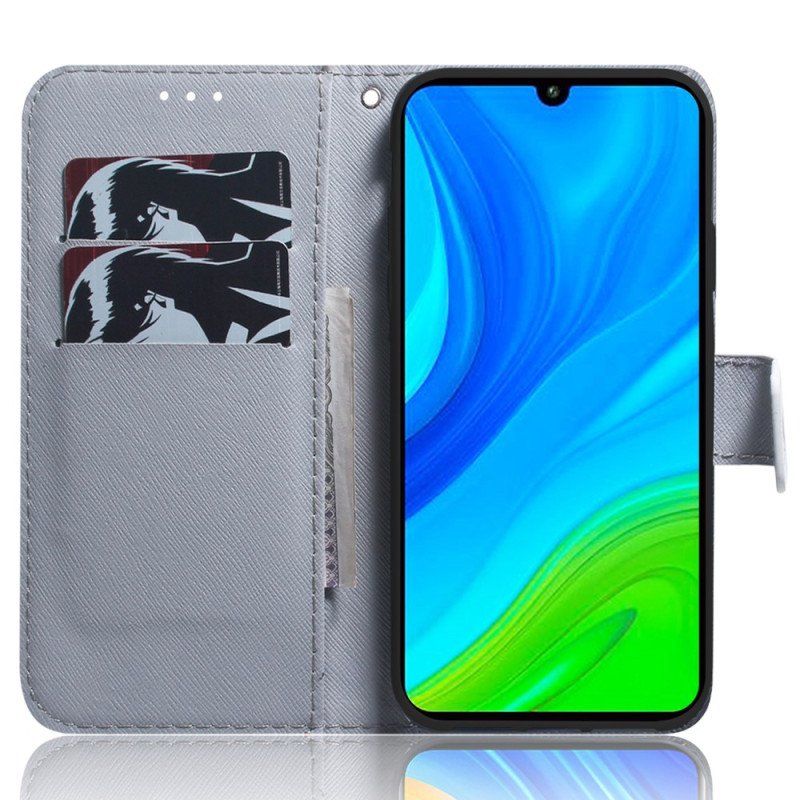 Etui Folio do Xiaomi 13 z Łańcuch Pasiasty Akwarelowy Wilk