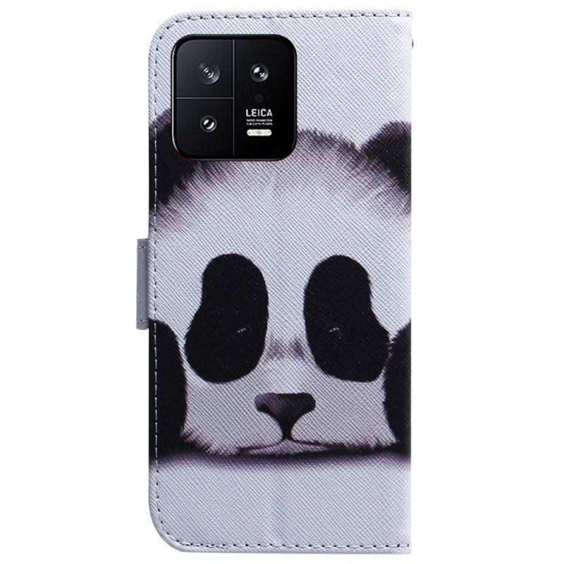 Etui Folio do Xiaomi 13 z Łańcuch Paskowata Panda