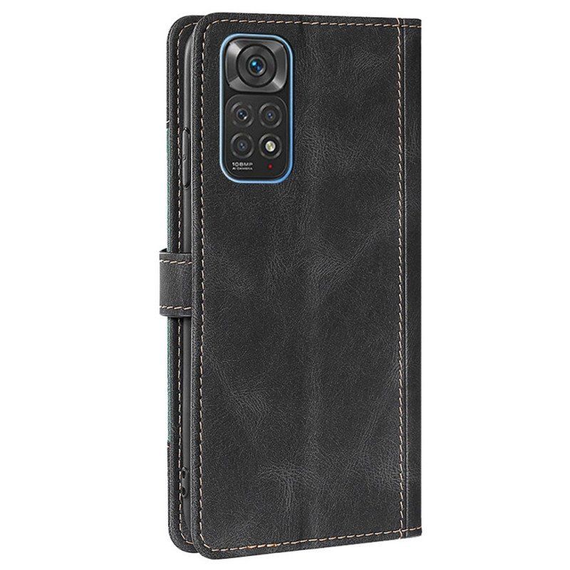 Etui Folio do Xiaomi Redmi Note 11 / 11S Dwukolorowa Stylowa Sztuczna Skóra