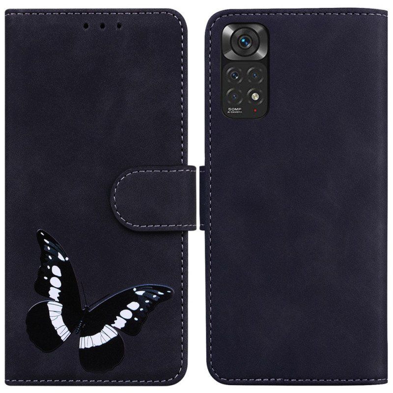 Etui Folio do Xiaomi Redmi Note 11 / 11S Motyl Dotykający Skóry