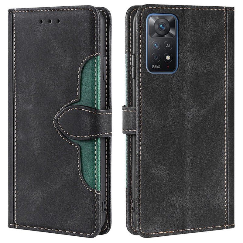 Etui Folio do Xiaomi Redmi Note 11 Pro / 11 Pro 5G Dwukolorowa Stylowa Sztuczna Skóra