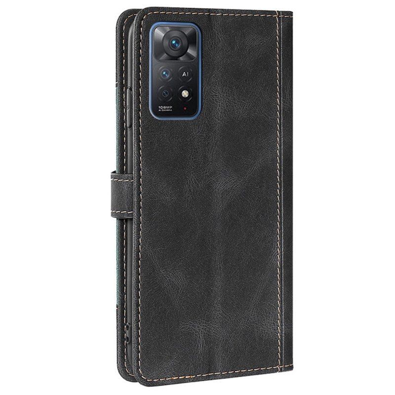 Etui Folio do Xiaomi Redmi Note 11 Pro / 11 Pro 5G Dwukolorowa Stylowa Sztuczna Skóra