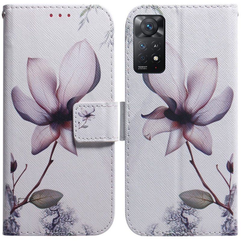 Etui Folio do Xiaomi Redmi Note 11 Pro / 11 Pro 5G Kwiat Zgaszony Róż