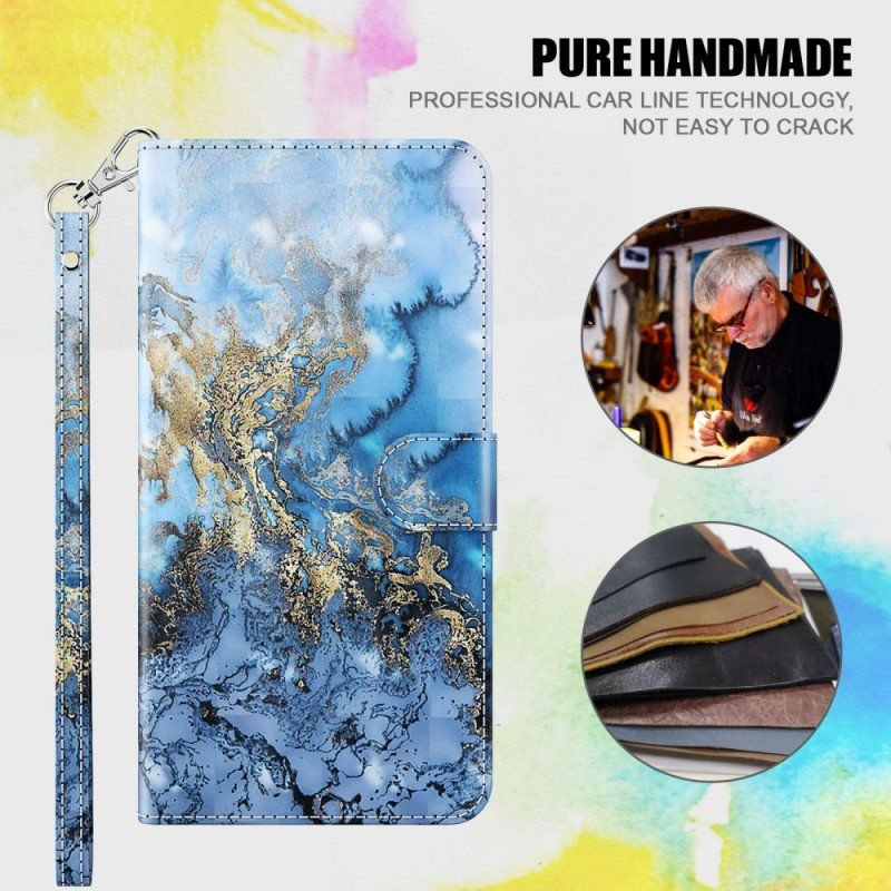 Etui Folio do Xiaomi Redmi Note 11 Pro / 11 Pro 5G Marmurowy Wzór Ze Smyczą