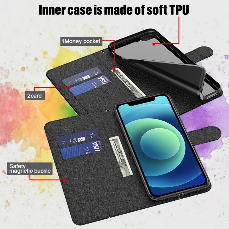 Etui Folio do Xiaomi Redmi Note 11 Pro / 11 Pro 5G Marmurowy Wzór Ze Smyczą