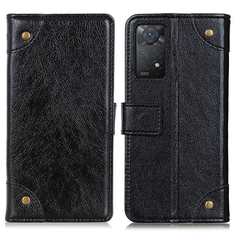 Etui Folio do Xiaomi Redmi Note 11 Pro / 11 Pro 5G Nity W Stylu Vintage Ze Skóry Nappa