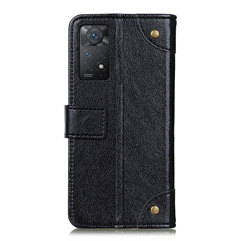 Etui Folio do Xiaomi Redmi Note 11 Pro / 11 Pro 5G Nity W Stylu Vintage Ze Skóry Nappa