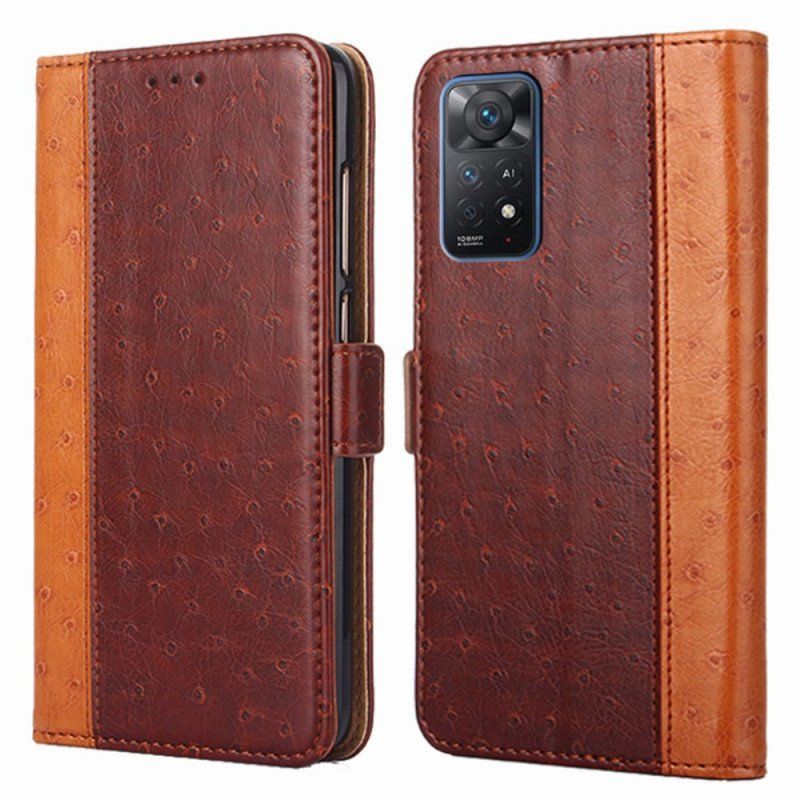 Etui Folio do Xiaomi Redmi Note 11 Pro / 11 Pro 5G Tekstura Skóry Strusia