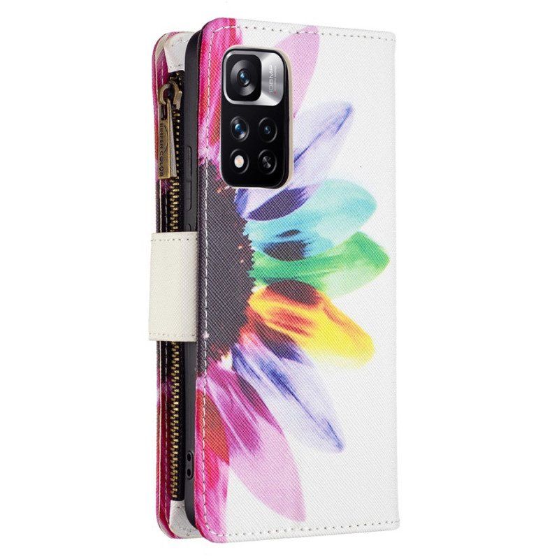 Etui Folio do Xiaomi Redmi Note 11 Pro Plus 5G Kieszonka Zapinana Na Zamek W Kwiaty