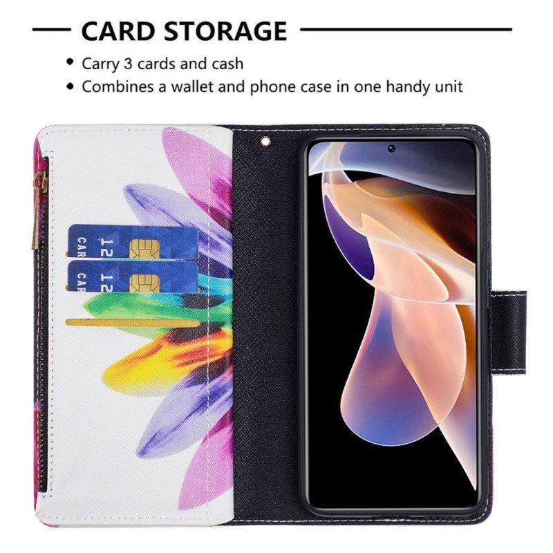 Etui Folio do Xiaomi Redmi Note 11 Pro Plus 5G Kieszonka Zapinana Na Zamek W Kwiaty