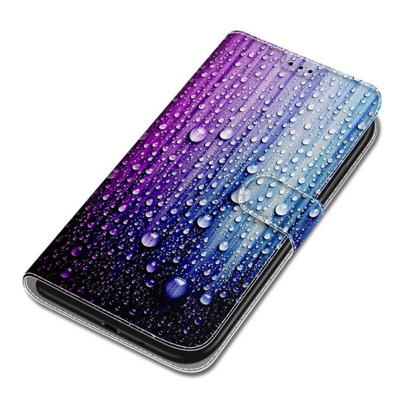 Etui Folio do Xiaomi Redmi Note 11 Pro Plus 5G Krople Wody Ze Smyczą