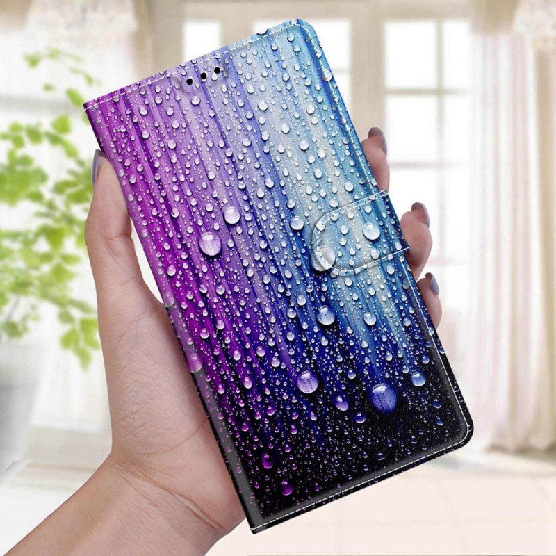 Etui Folio do Xiaomi Redmi Note 11 Pro Plus 5G Krople Wody Ze Smyczą