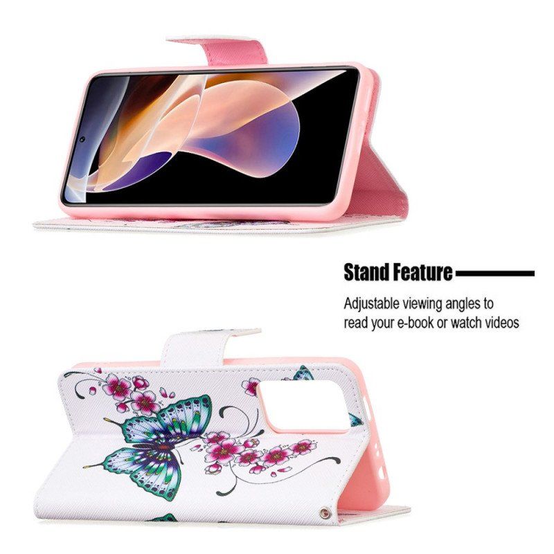 Etui Folio do Xiaomi Redmi Note 11 Pro Plus 5G Stylowe Motyle