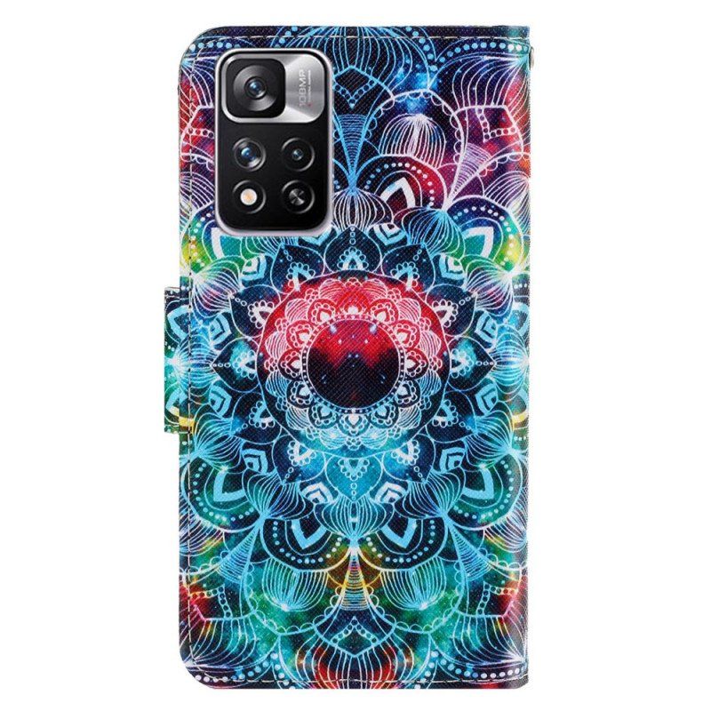 Etui Folio do Xiaomi Redmi Note 11 Pro Plus 5G z Łańcuch Błyskotliwa Mandala Z Paskami