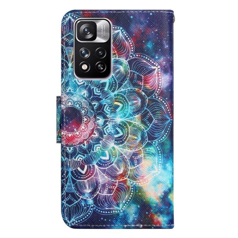 Etui Folio do Xiaomi Redmi Note 11 Pro Plus 5G z Łańcuch Błyskotliwa Mandala Z Paskami