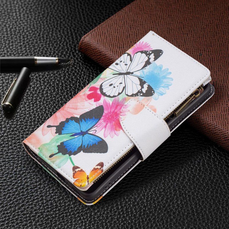 Etui Folio do Xiaomi Redmi Note 11 Pro Plus 5G Zapinana Na Zamek Kieszeń W Motyle