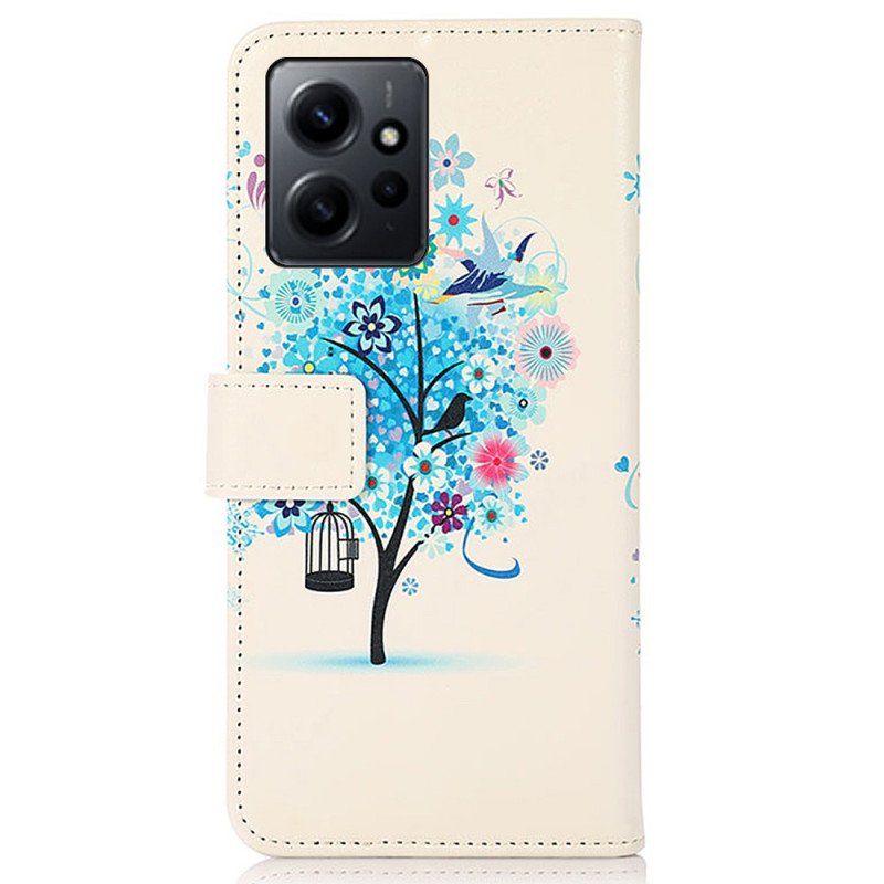 Etui Folio do Xiaomi Redmi Note 12 4G Drzewo Z Kolorowymi Ulistnieniem