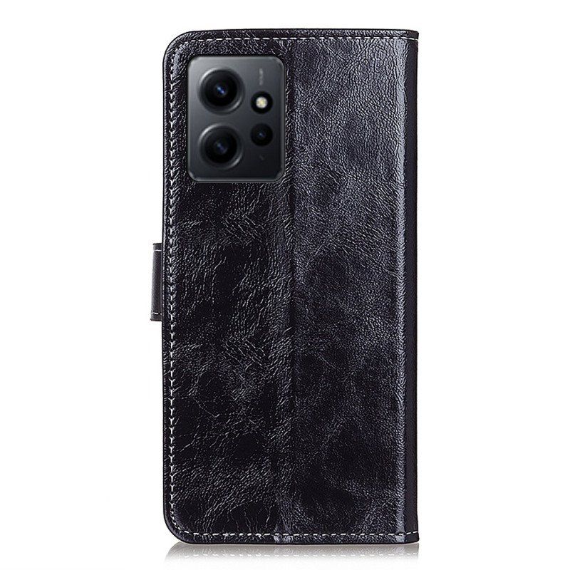 Etui Folio do Xiaomi Redmi Note 12 4G Lakierowana Z Widocznymi Szwami