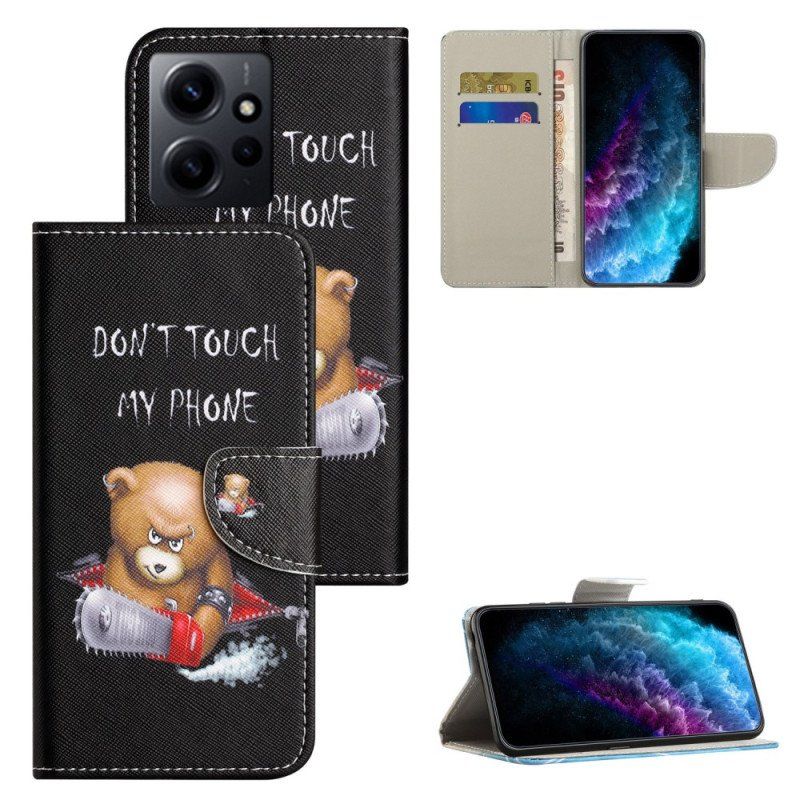 Etui Folio do Xiaomi Redmi Note 12 4G Niebezpieczny Niedźwiedź